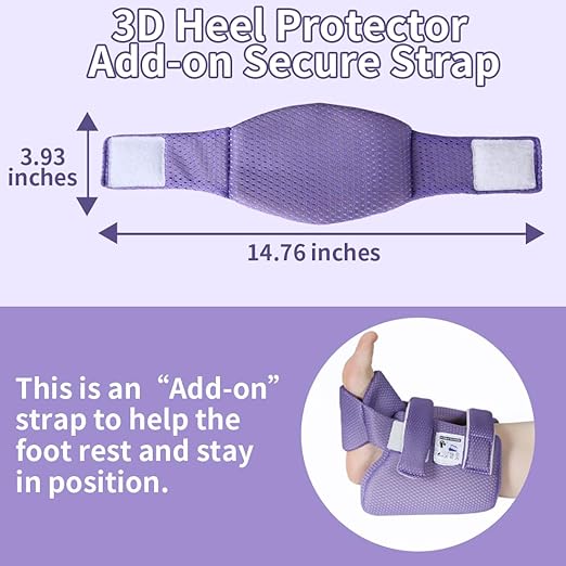 Ehucon Add-on Secure Strap Prevent 3D Heel Protector from Shifting or Falling Off,Relieve Pressure Ulcer Pain-Sold as 2 Count-Purple（NOT INCLUTE 3D Heel Protector）
