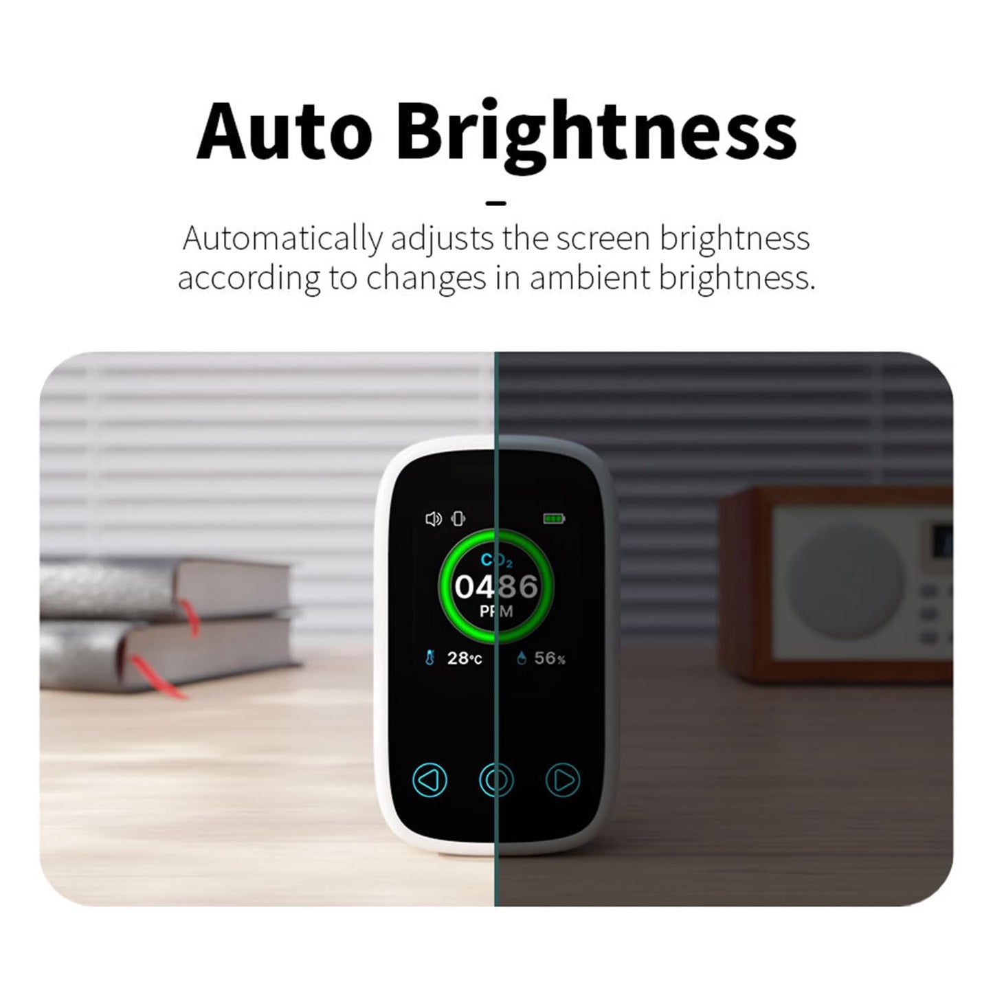 Rechargeable CO2 Alarm Travel/Camping Carbon Dioxide Warning with Temperature/Humidity Display Portable CO2 Meter Carbon Dioxide Warning
