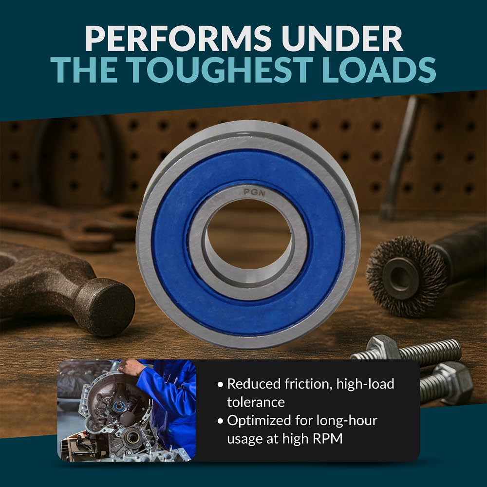 PGN (10 Pack) 608-2RS Bearing - Lubricated Chrome Steel Sealed Ball Bearing - 8x22x7mm Bearings with Rubber Seal & High RPM Support