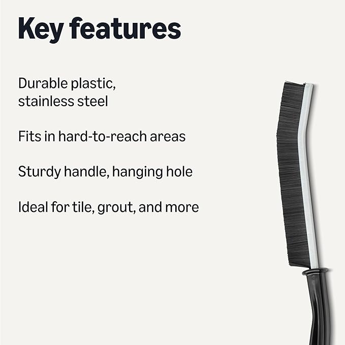 Amazon Basics Hard Bristle Grout and Tile Cleaning Brush, Pack of 12