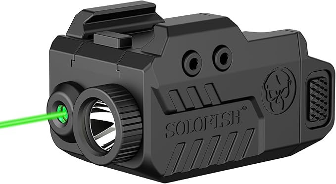 Solofish 500lm Tactical Flashlight Compatible for Compact with Rail, Green/Red/Blue Beam and White LED Combo with Strobe