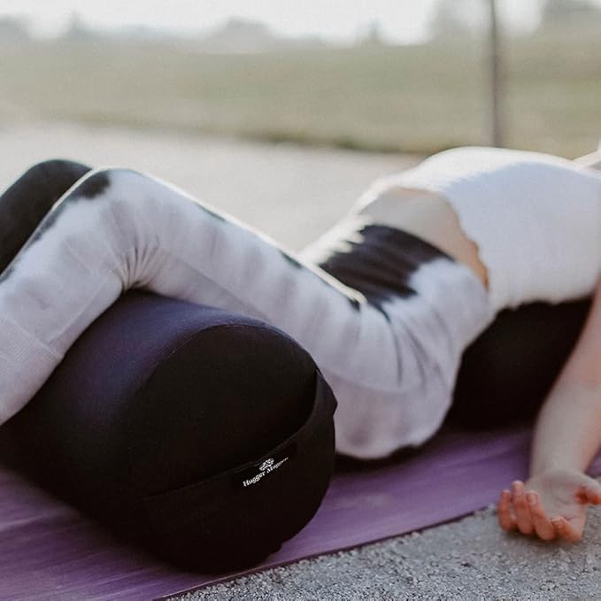 Hugger Mugger Round Yoga Bolster - Firm Round Shape, Higher Profile, Great Under Knees, Soft Support, Handmade in The USA