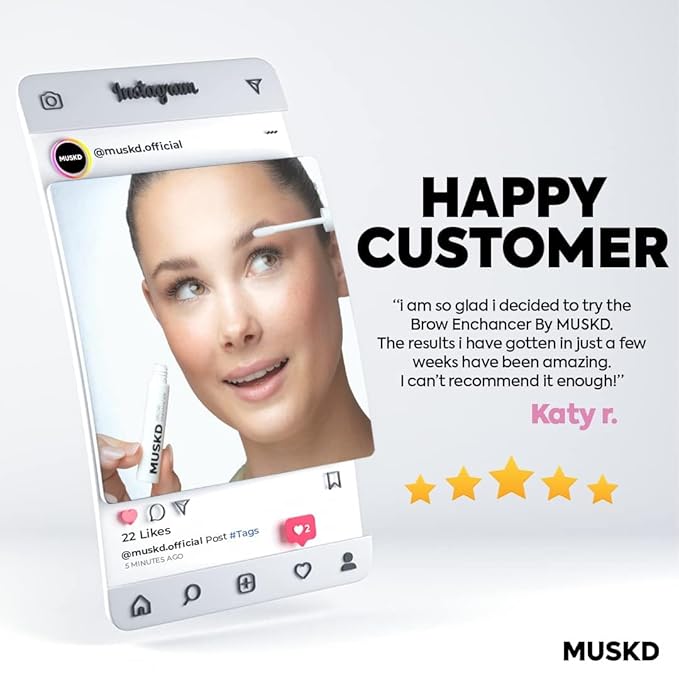 MUSKD Eyebrow Growth Serum (3ML) – Helps Grow Brows Faster & Thicker – Natural Formula, Vegan & Cruelty-Free