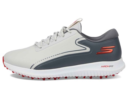 Skechers Men's Max 2 Arch Fit Waterproof Spikeless Golf Shoe, Grey/Red, 8.5 Wide