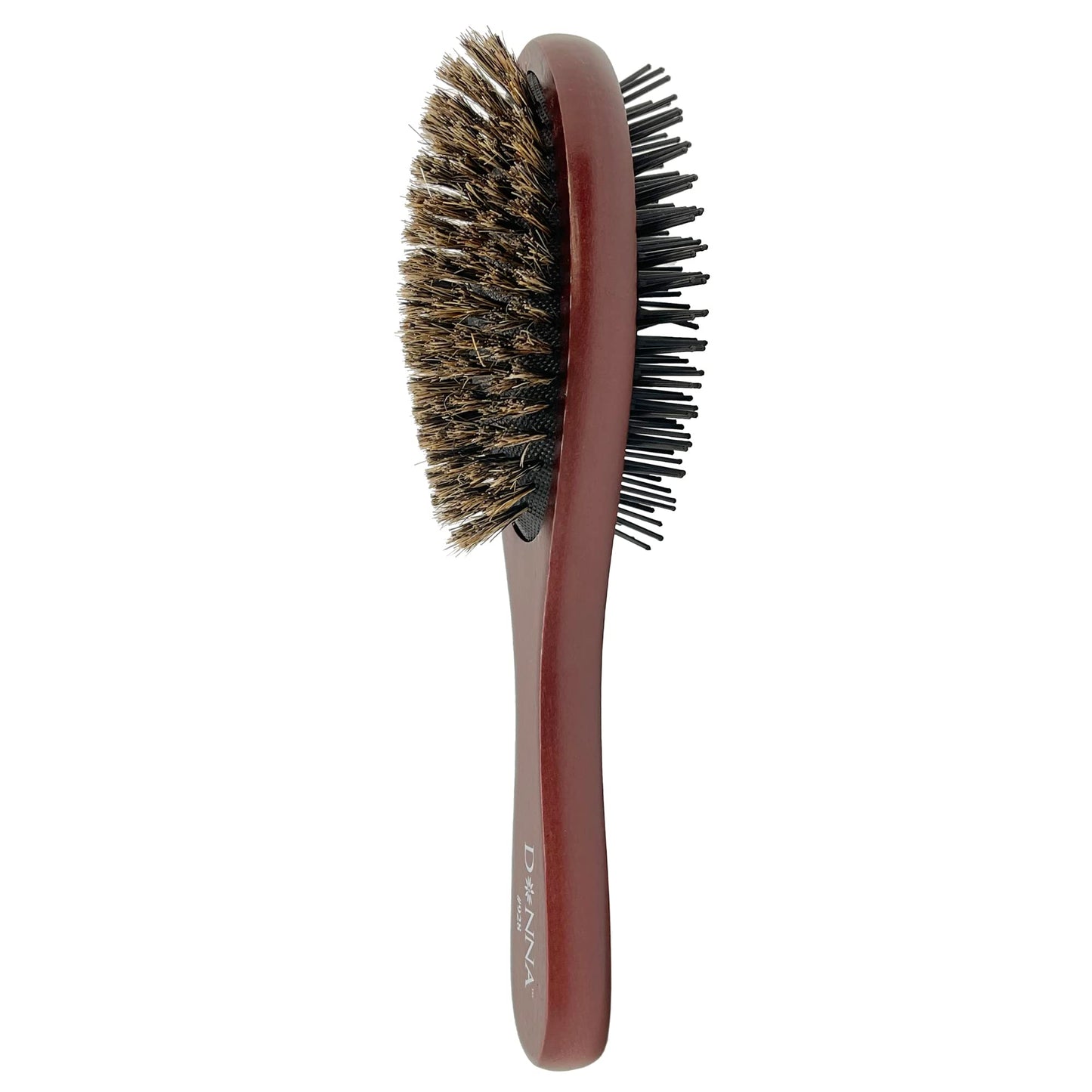 Donna Double Sided Styling Brush for Women - 100% Boar Bristles, Cushioned Wooden Detangling Brush for Wet Hair