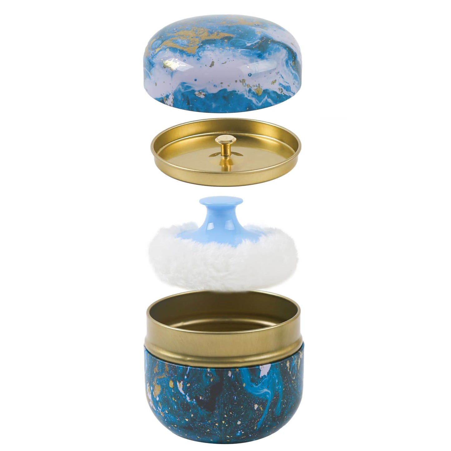 ASUNFO Powder Puff and Container for Body Powder Dusting Powder Case with Puff for Women Blue