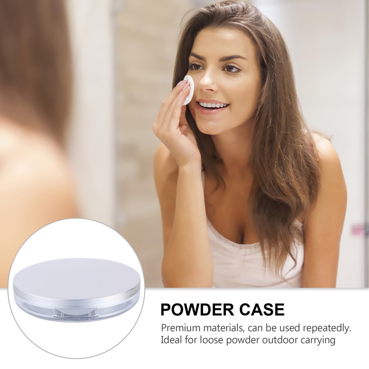 Beaupretty Powder Compact Container Plastic Empty Makeup Loose Powder Case with Puff and Elasticated Net Sifter Vintage Mirror,