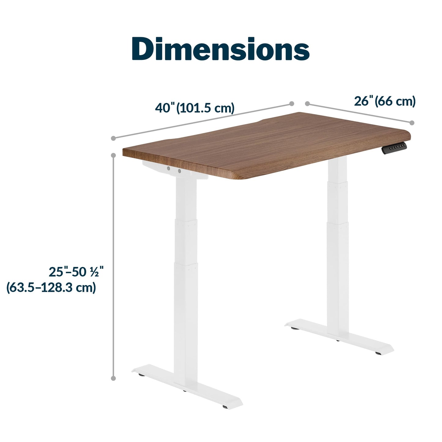 Vari ComfortEdge Electric Height Adjustable Standing Desk - 40x26 Varidesk Sit-Stand Desk for Home Office, Sloped Ergonomic Front Edge, Stable Legs, Easy Assembly, 2 Boxes - Walnut Top/White Legs