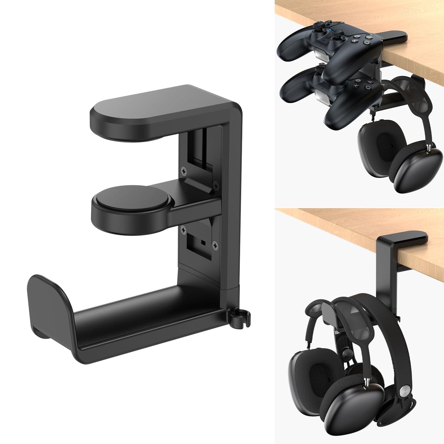 Rotating Headphone Stand - EURPMASK Upgraded PC Gaming Headset Stand, Adjustable Clamp-on Headphone Holder, Headphones Hanger Ho