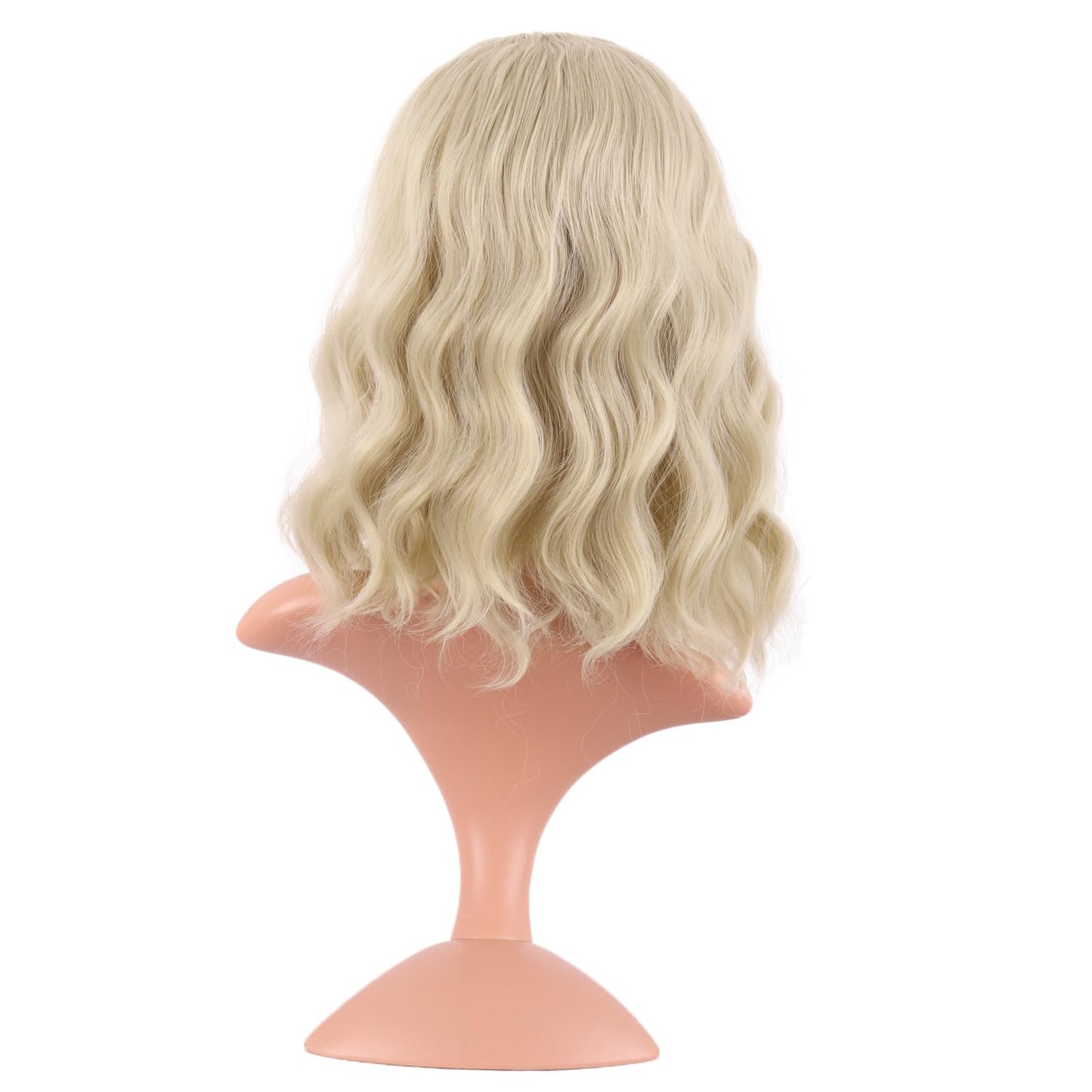 MapofBeauty 14 Inch/35 cm Bob Wavy Short Curly Body Wave Cosplay Anime Synthetic Hair Party Wig (Blonde)