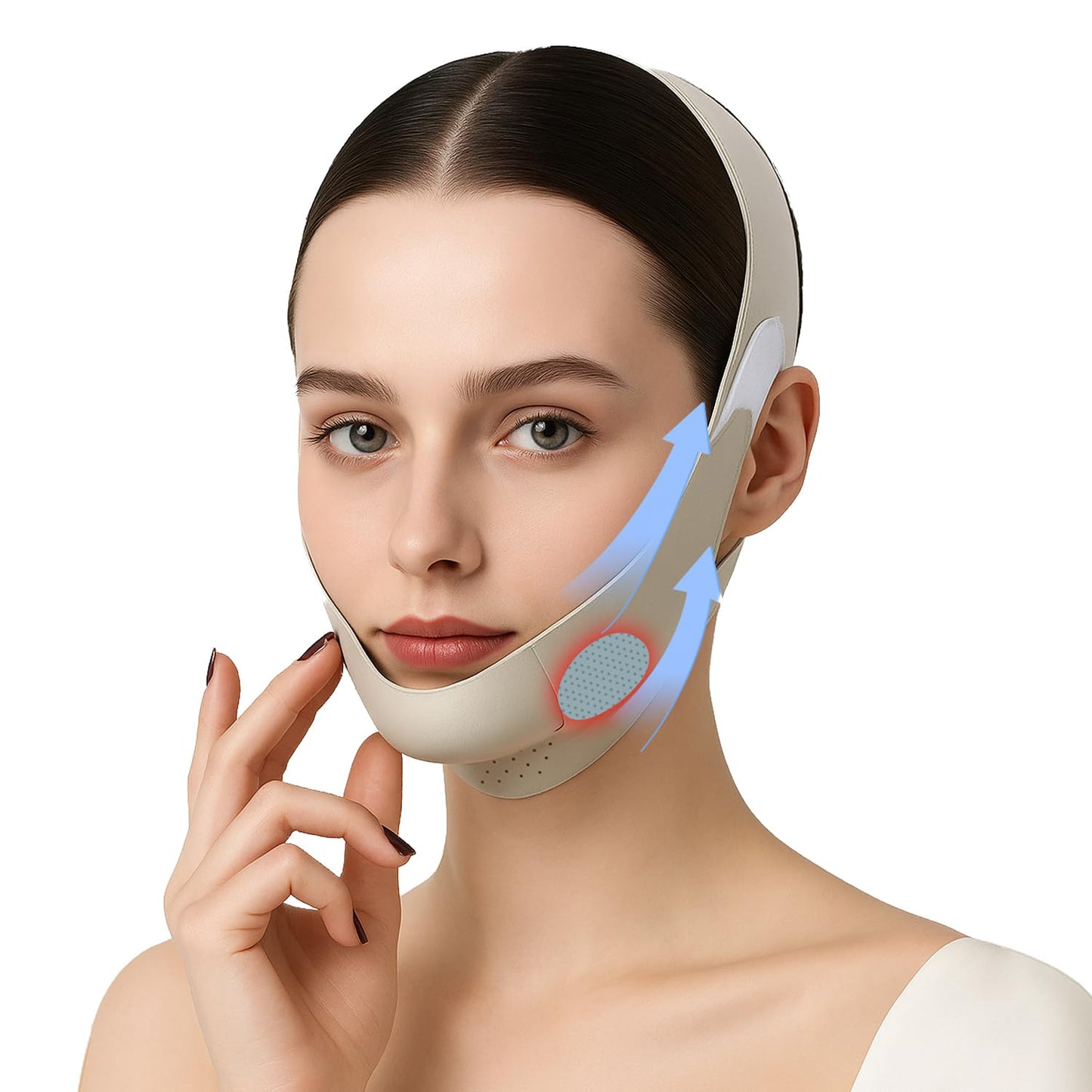 Labhairs Graphene V-Line Lifting Chin Strap - Reusable Face Mask for Double Chin, Jawline Shaper & Chin Up Patch - V-Shaped Belt