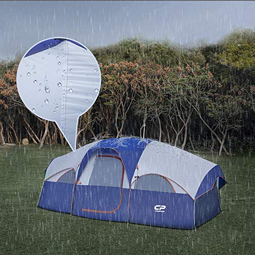 CAMPROS CP Tent 8 Person Camping Tents, Weather Resistant Family Tent, 5 Large Mesh Windows, Double Layer, Divided Curtain...