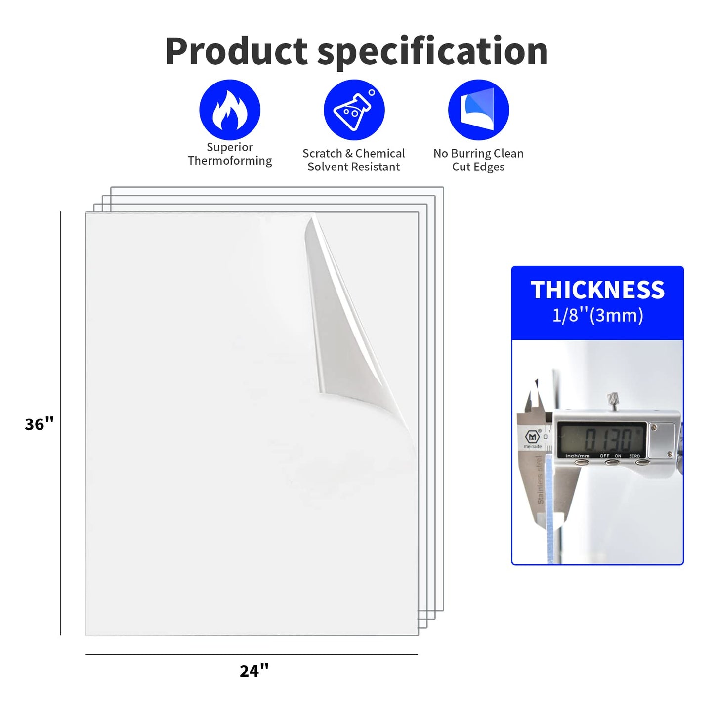 Art3d (2 Pack) 1/8" Thick Plexiglass Sheets - 36" x 24" PET Clear Sheets for Art Design，Craft Projects, Signs, DIY in Home, Wedding, Festival,Party,Office