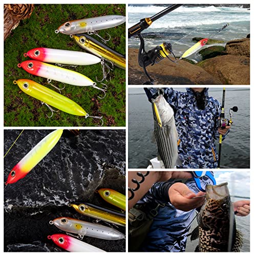 Alwonder Top Water Fishing Lures Kit for Saltwater and Freshwater, Bass Fishing Lures Treble Hooks Hard Baits, Walk-The-Do...