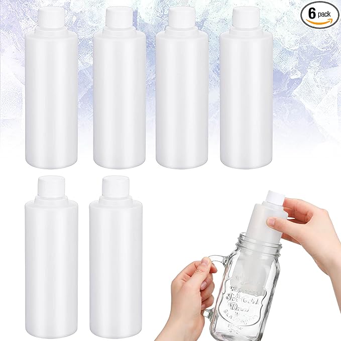 Nuogo 6pcs 16oz Reusable Ice Stick with Lid Plastic for Drinks Washable Freezable Ice Sticks for Wide Opening Water Bottle...