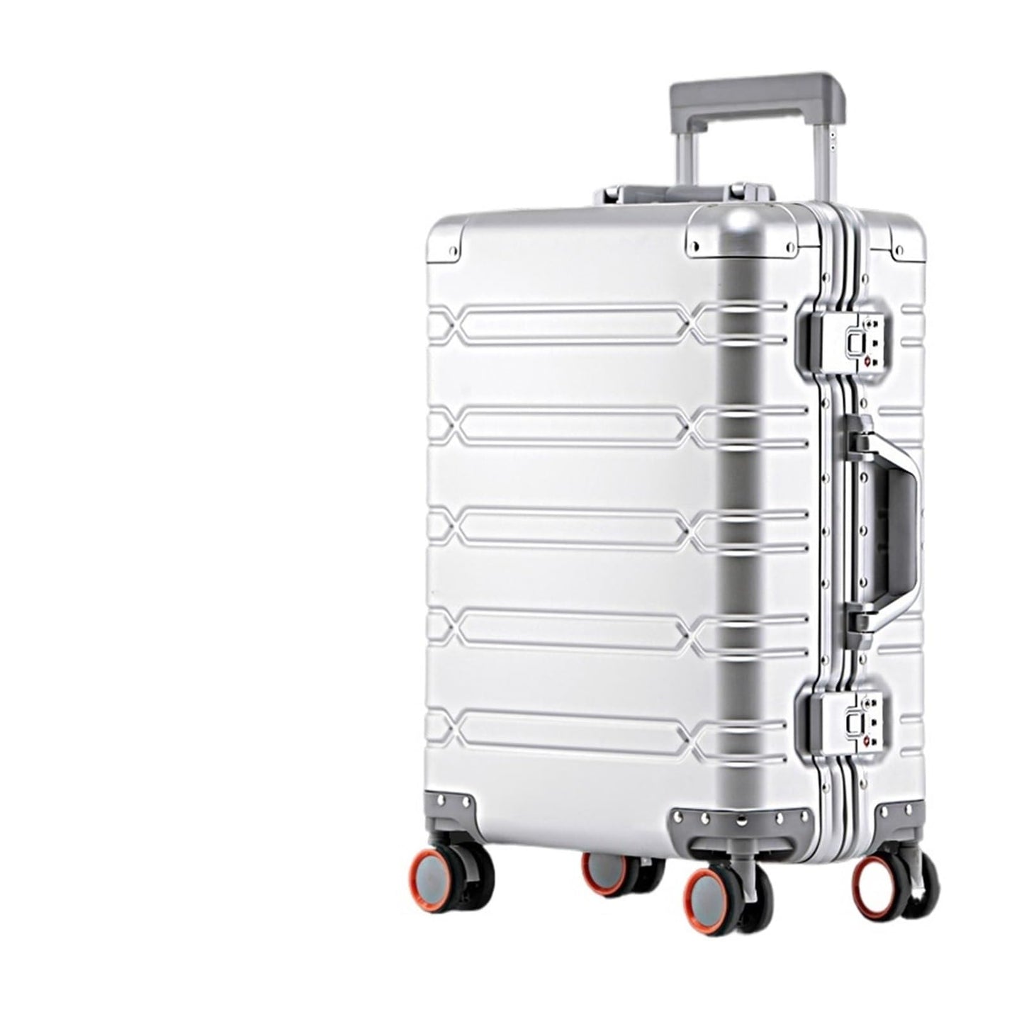 MUdson Trunk Aluminum-Magnesium Alloy Travel Suitcase Rolling Luggage 20/24/29 inch Trolley Luggage Carry-On Cabin Suitcase Durable (Color : Silver, Size : 20")
