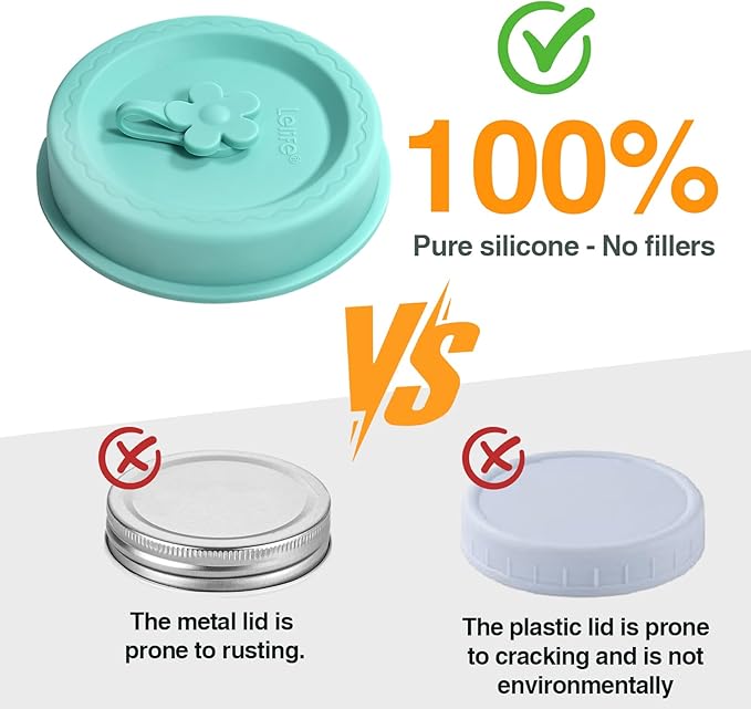Silicone Mason Jar Lids, Regular and Wide Mouth Compatible, with Straw Hole and Stopper (white color 4pcs)
