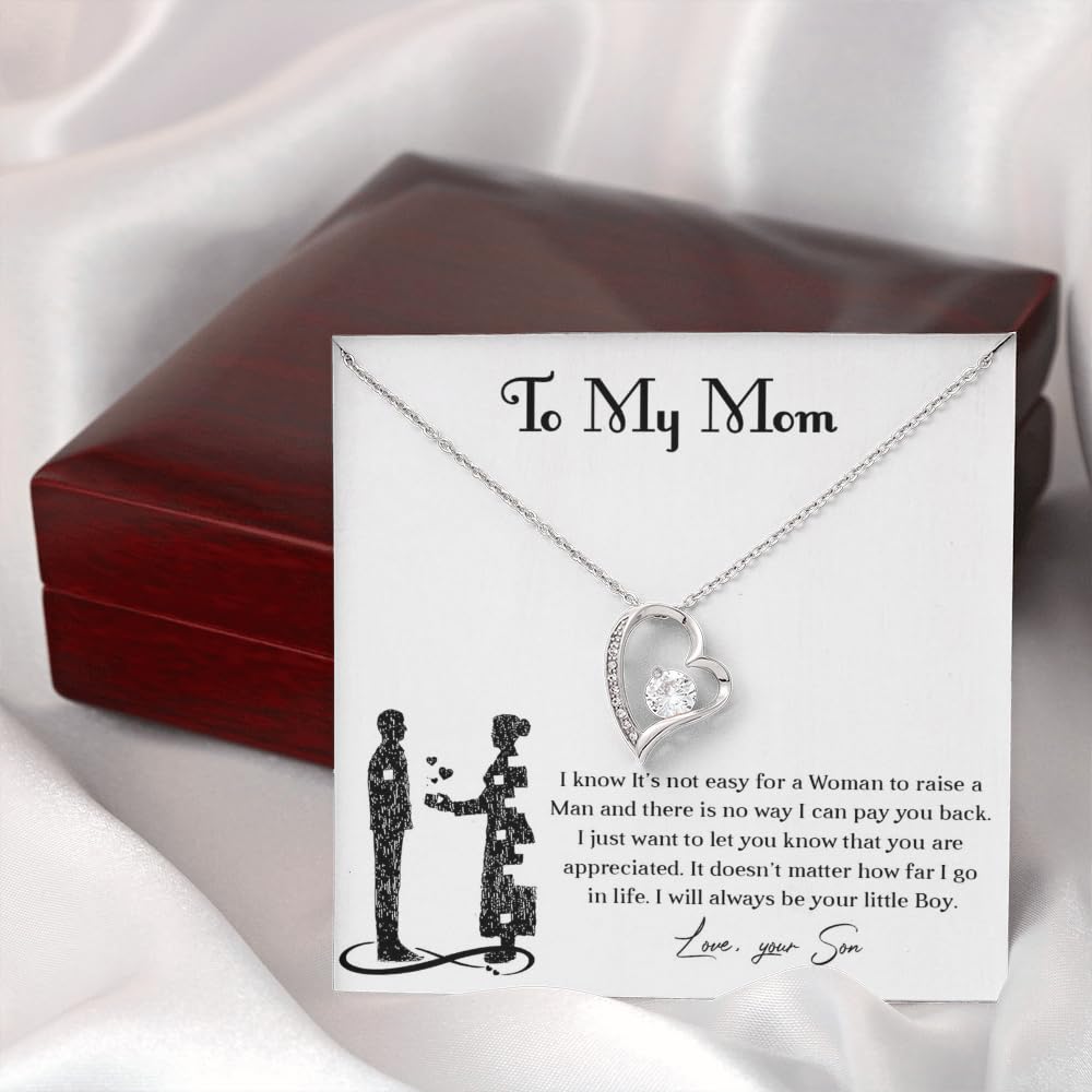 Meaningful Necklace for Mom from Son – I Love You Necklace, Christmas Gift, Sentimental Mother's Day Gift for Mom from Son, Unique Moms Birthday Gift Ideas (Luxury Box, White)
