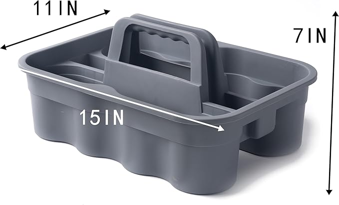 Matthew 3 Pack Large Plastic Tote Tool & Deluxe Supply Cleaning Caddy with Handle Portable Shower Basket Storage Caddy for Cleaning Products,Take-Out Drink,Bathrooms - Gray