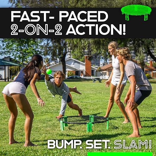 GoSports Slammo Game Set (Includes 3 Balls, Carrying Case and Rules) - Outdoor Lawn, Beach & Tailgating Roundnet Game