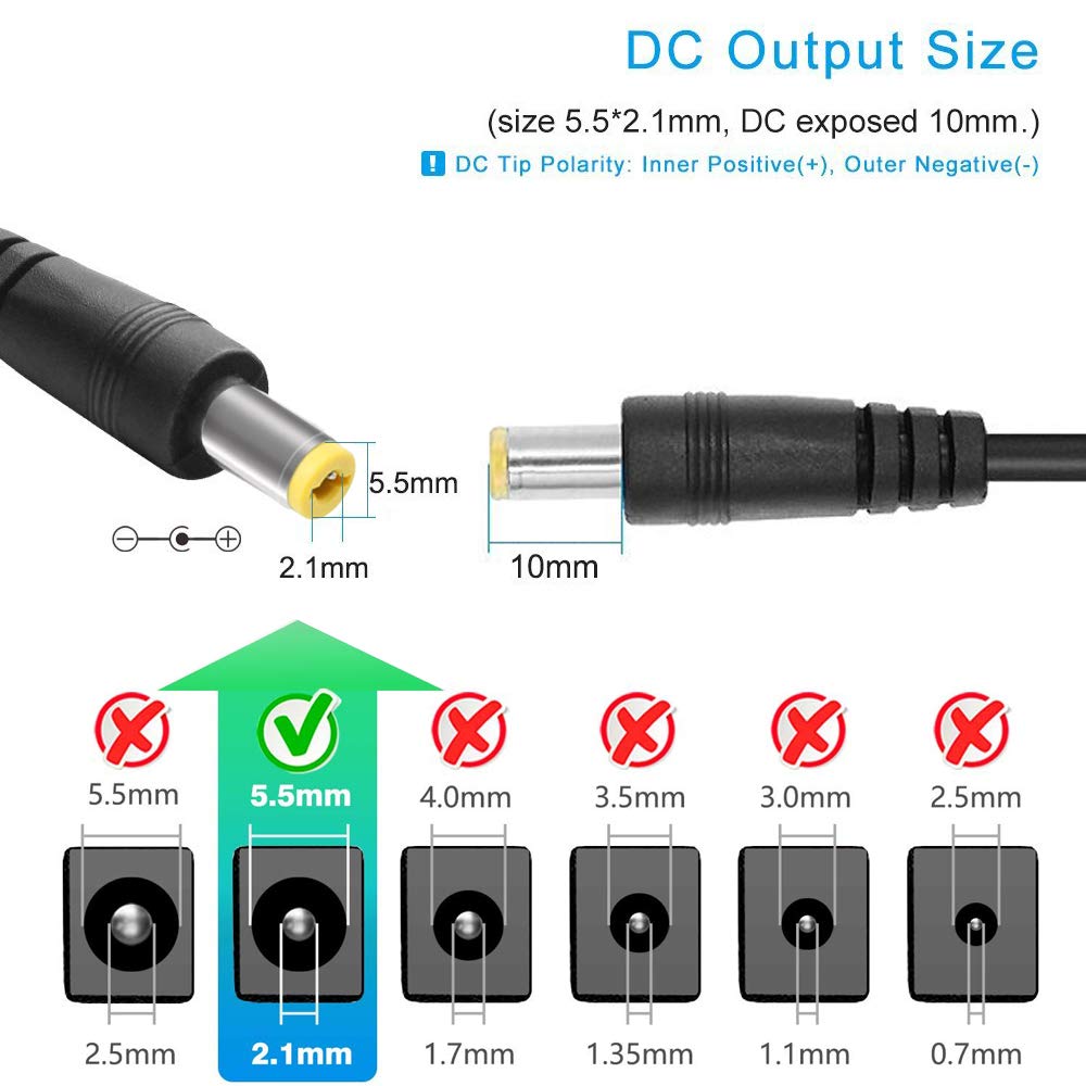 12V 2A Power Supply, AC 120V to DC12V 5.5x2.1mm Jack Converter, 12 Volt LED Driver 24W Adapter Transformer for Strip Lights, Surveillance Cameras, External HDD, Monitor, CCTV (Pack of 100)