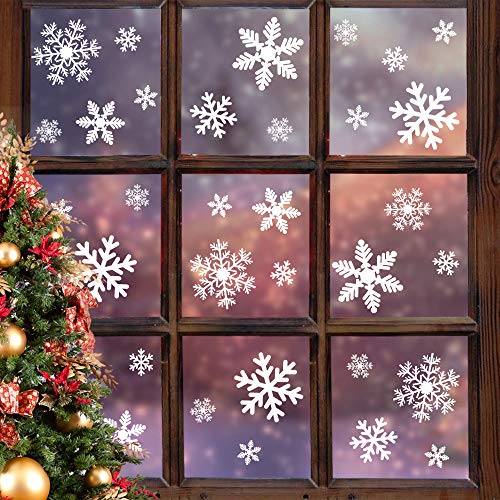 LUDILO 135Pcs Christmas Window Clings Snowflakes Window Decals Static Window Stickers for Christmas Decorations Windows Dé...