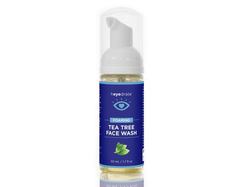 Heyedrate Foaming Tea Tree Face Wash & Eyelid Cleanser and Lid & Lash Cleanser Spray Bundle - Natural, Organic Cleanser with Aloe Vera - Gentle, Pure Hypochlorous Acid Spray for Eye Irritation (2oz.)