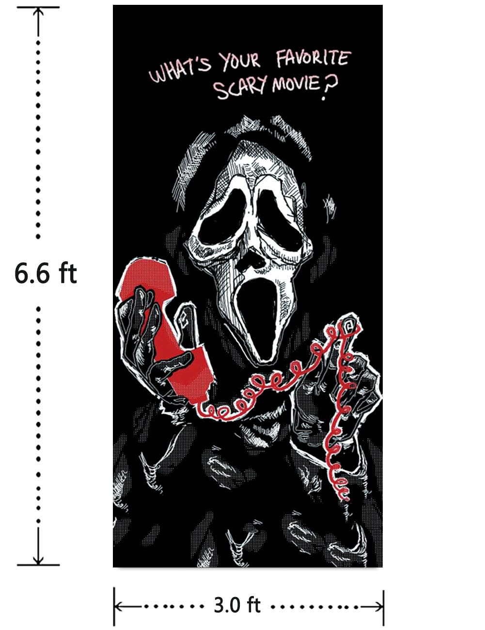 Scary Movie Character Door Cover - 6.6 x 3 ft, Perfect for Halloween Parties & Horror Birthdays