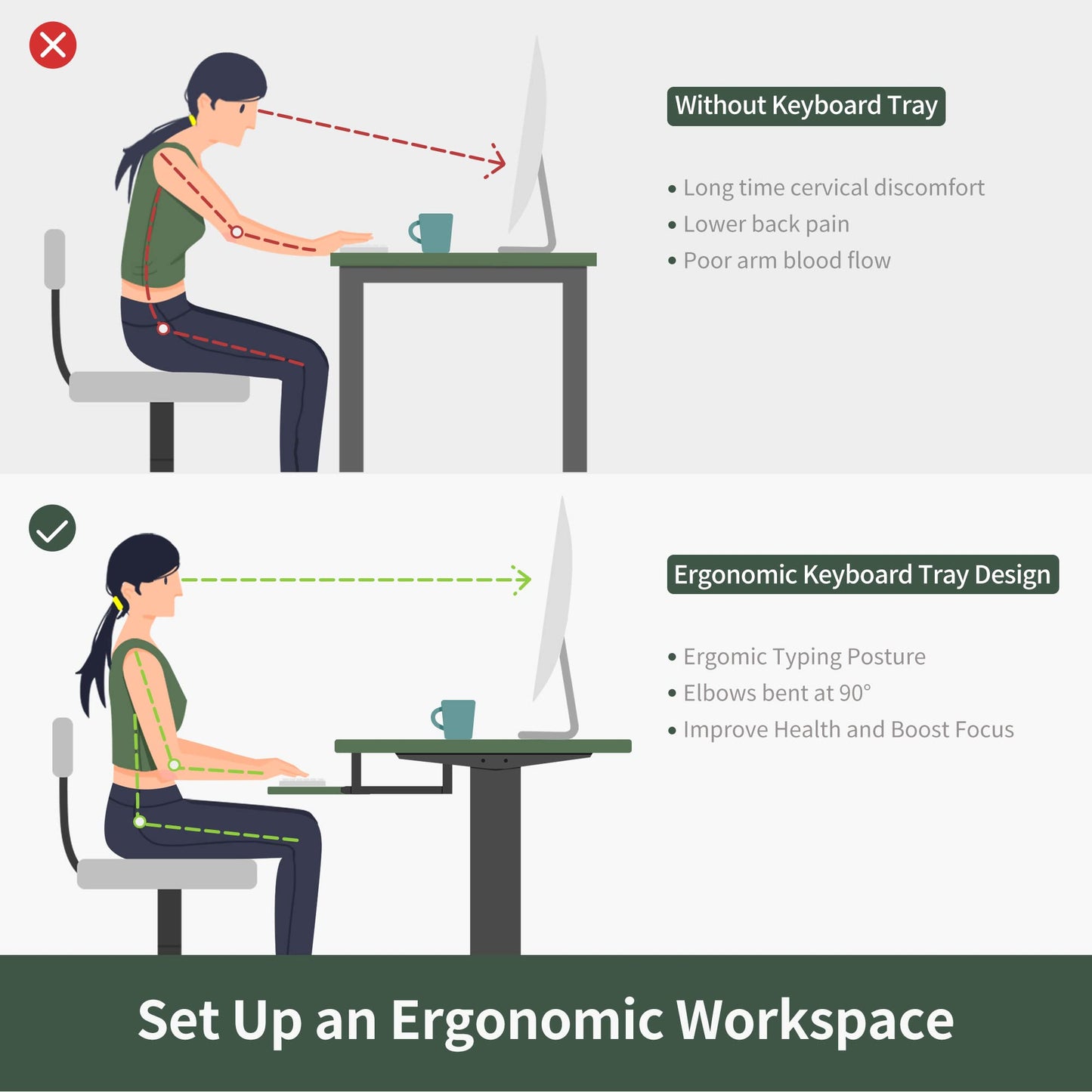 FEZIBO Height Adjustable Electric Standing Desk with Keyboard Tray, 48 x 24 Inches Stand up Table, Sit Stand Home Office Desk with Splice Board, Black Frame/Espresso Top