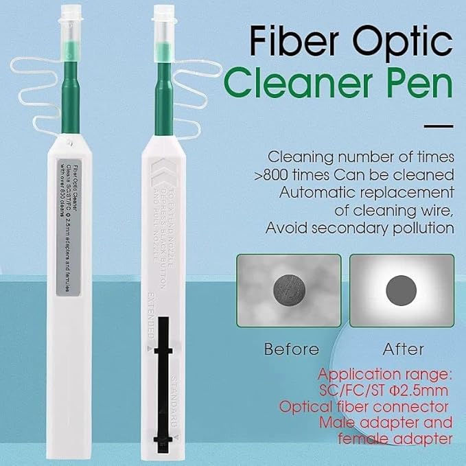 Fiber Optic Connector Cleaning Pen,Fiber Optic Cleaner Pen for 2.5mm Ferrules SC,FC,ST,SC/APC and FC/APC,800+ Clean Times