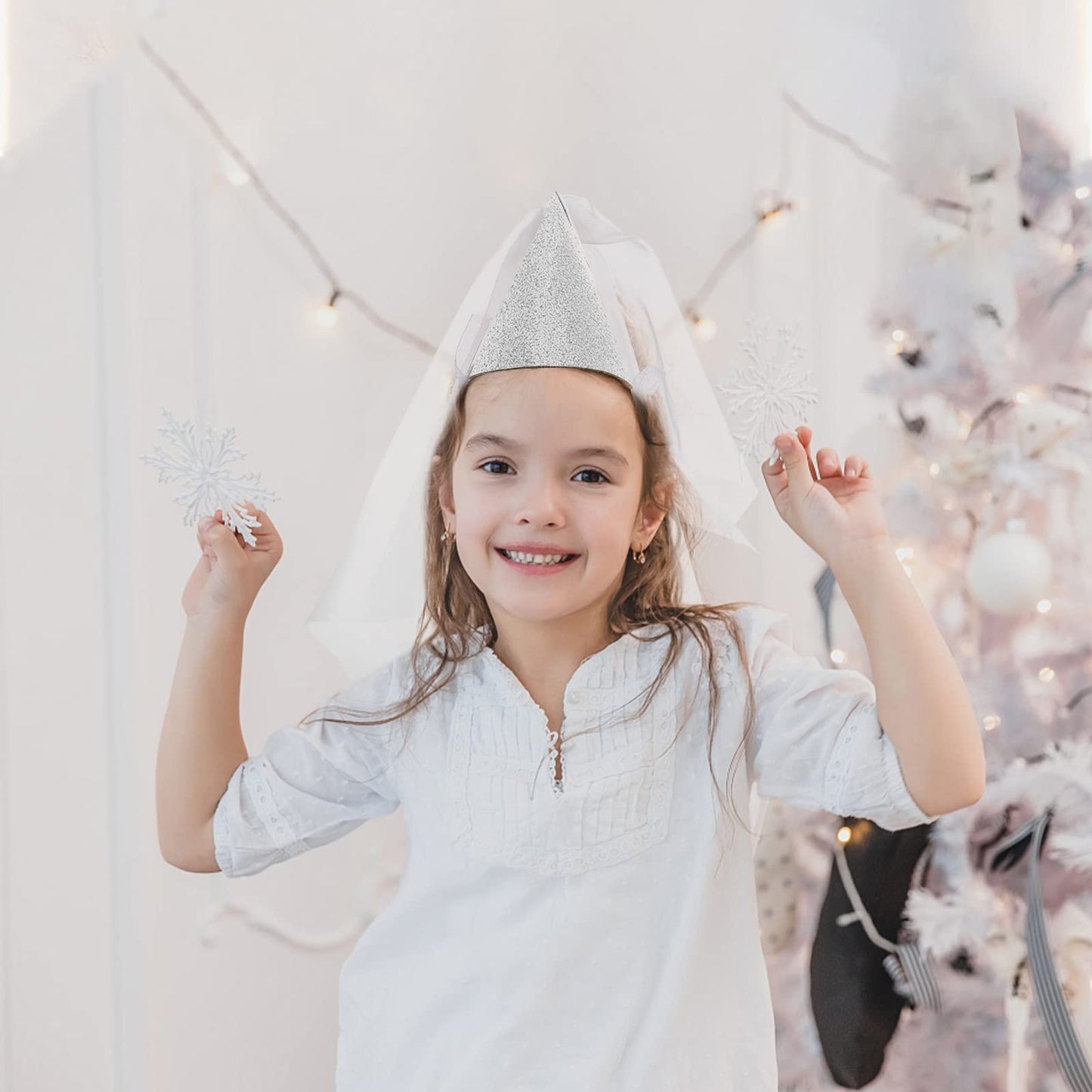 mesh Birthday hat Birthday Cone Hats Hats for Women Princess Party Hats Birthday Party Cap hat for Women Kids Birthday Headband Child Birthday Hats Cloth Make up Veil Baby