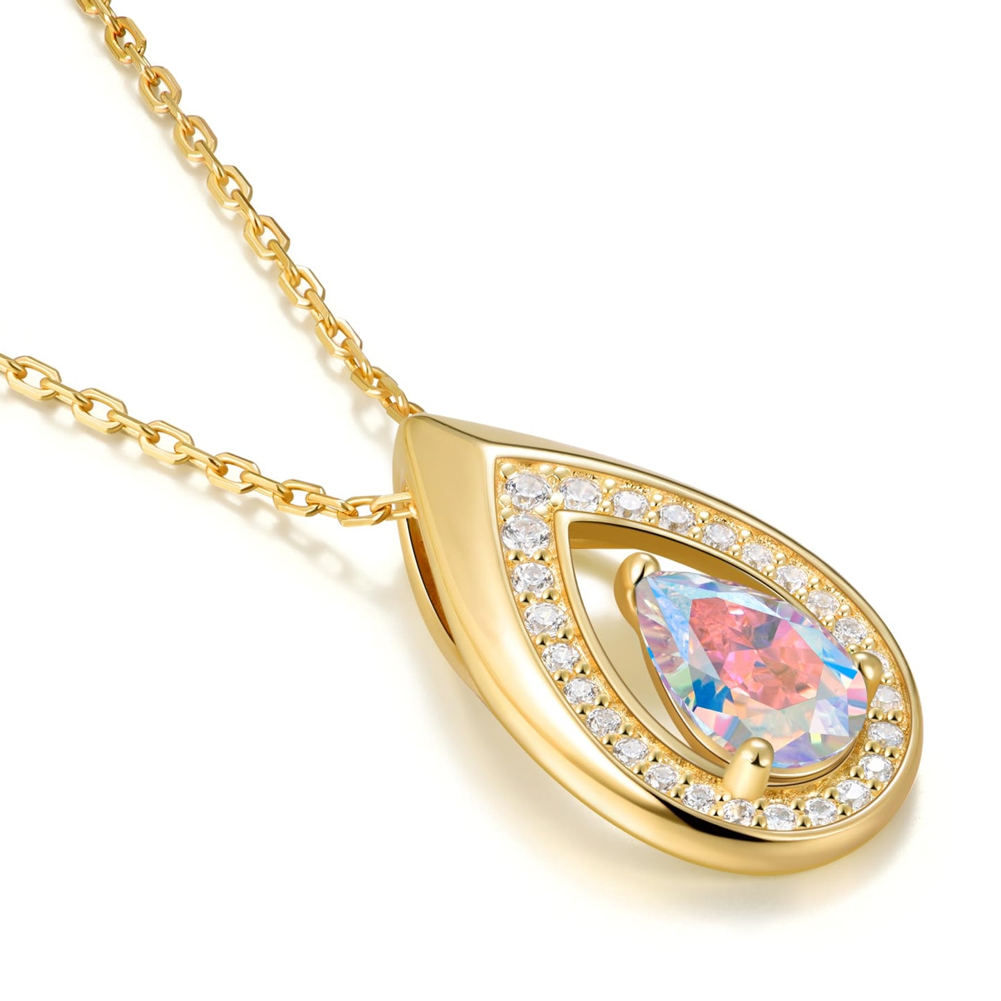 Kstyle 14K Gold Alexandrite Necklaces for Women Birthday Gift Teardrop June Birthstone Pendant Necklace 925 Sterling Silver Jewelry for Wife Girlfriend Daughter Mom Sister