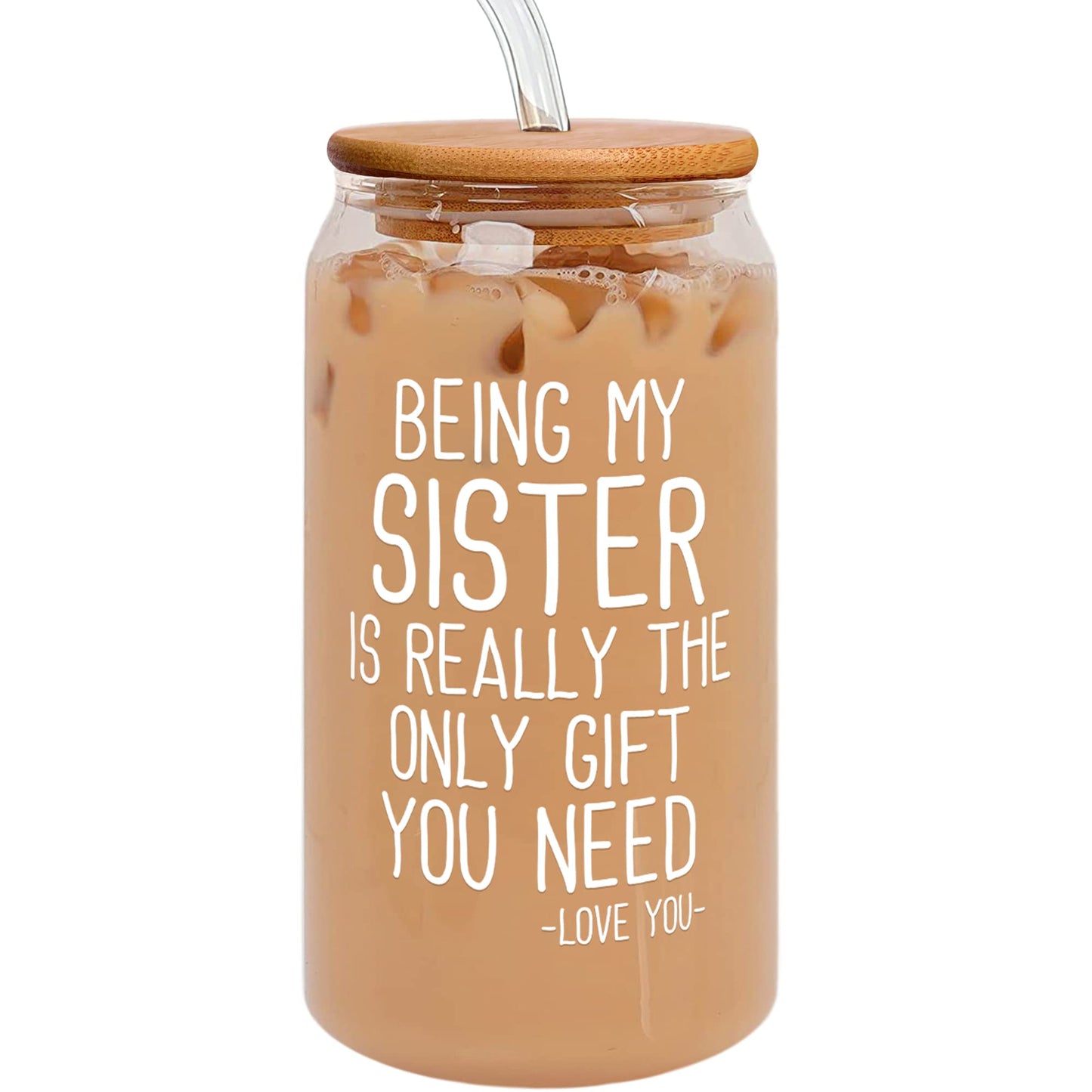 GINGULMINA Gifts for Sister - Birthday, Mothers Day, Christmas Sister Gifts from Sisters, Brother - Sisters Gift for Women, Sibling, Women, Sis - 16 Oz Can Glass