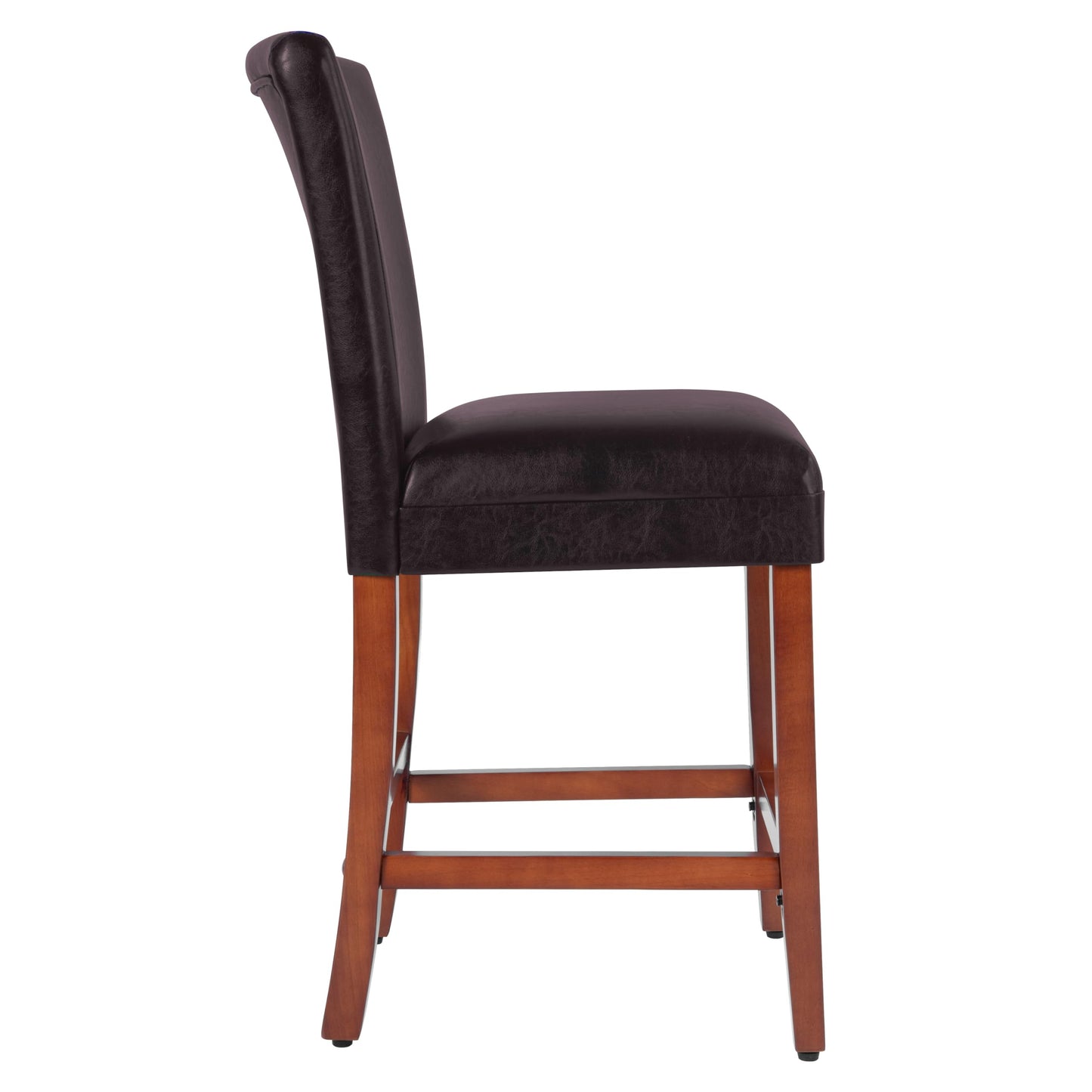 Homepop Home Decor | Classic Counter Height Bar Stools | Faux Leather 24 Inch Bar Stools | Decorative Home Furniture (Brown Faux)