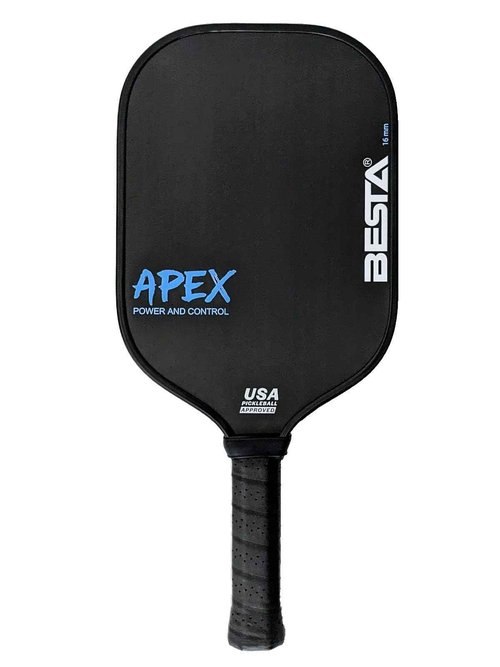 APEX Pickleball Paddle, Raw Carbon Fiber, Thermoformed with Foam Injected, Unibody Construction (White on Black, 16mm)