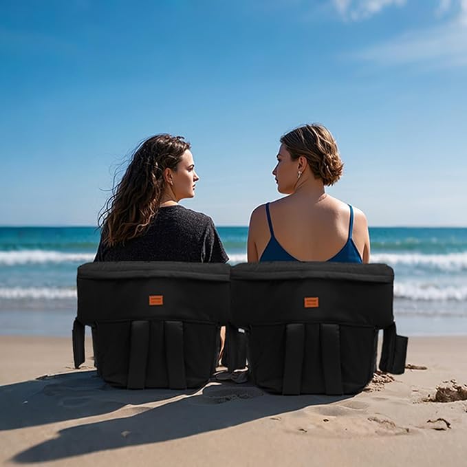 Aventorixis Wide Stadium Seats with Back Support – 2 Pack Sofa Style Bleacher Chairs, Thick Cushions, 6 Reclining Positions for Ultimate Comfort (Black-2 Pack, Wide|22.5")