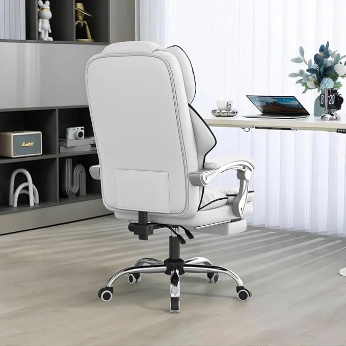 XUEGW Office Chair with Foot Rest Reclining Gaming Chair High Back Computer Chair Executive Desk Chair Ergonomic Office Chairs Comfortable Leather Work Chair with Wheels