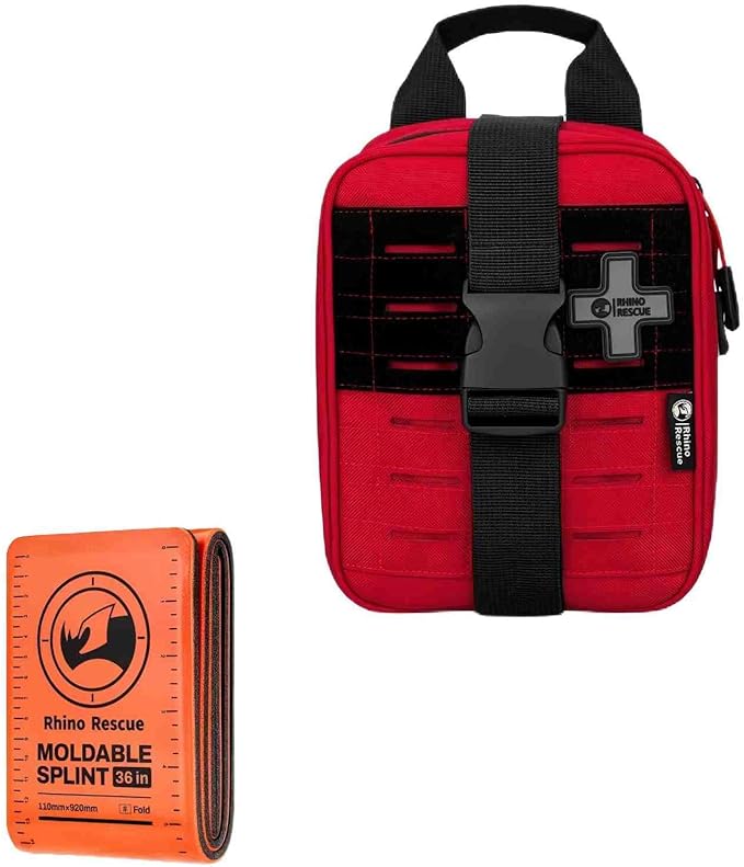 RHINO RESCUE Bundle-IFAK Trauma Kit with C-A-T Tourniquet, Tactical First Aid Kit Molle Pouch for Military+First Aid Splin...