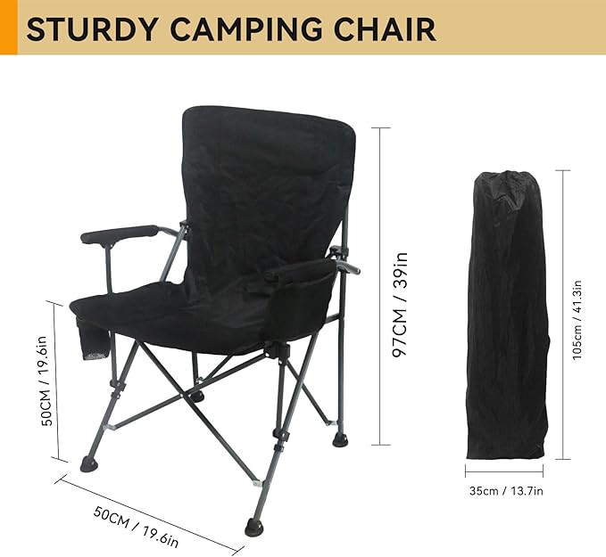 SEREVIGPUL Portable Camping Chairs- Lightweight,Back with Side Pockets & Cup Holder,Large Foldable Camping Chair for Tailgating, Firepits,Fishing, Hiking, Travel, Picnic, Beach Patio, & More
