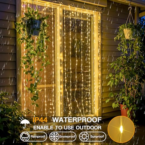 suddus Curtain Lights Upgrade Untangled Wires,200 LED Hanging Lights with Hook, Waterproof Window Lights for Christmas, Do...