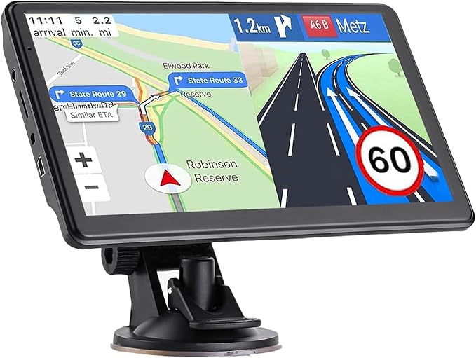 GPS Navigator for Car Truck RV, Latest 2025 Map, 7 inch Touch Screen Real Voice Spoken Turn-by-Turn Direction Reminding Na...