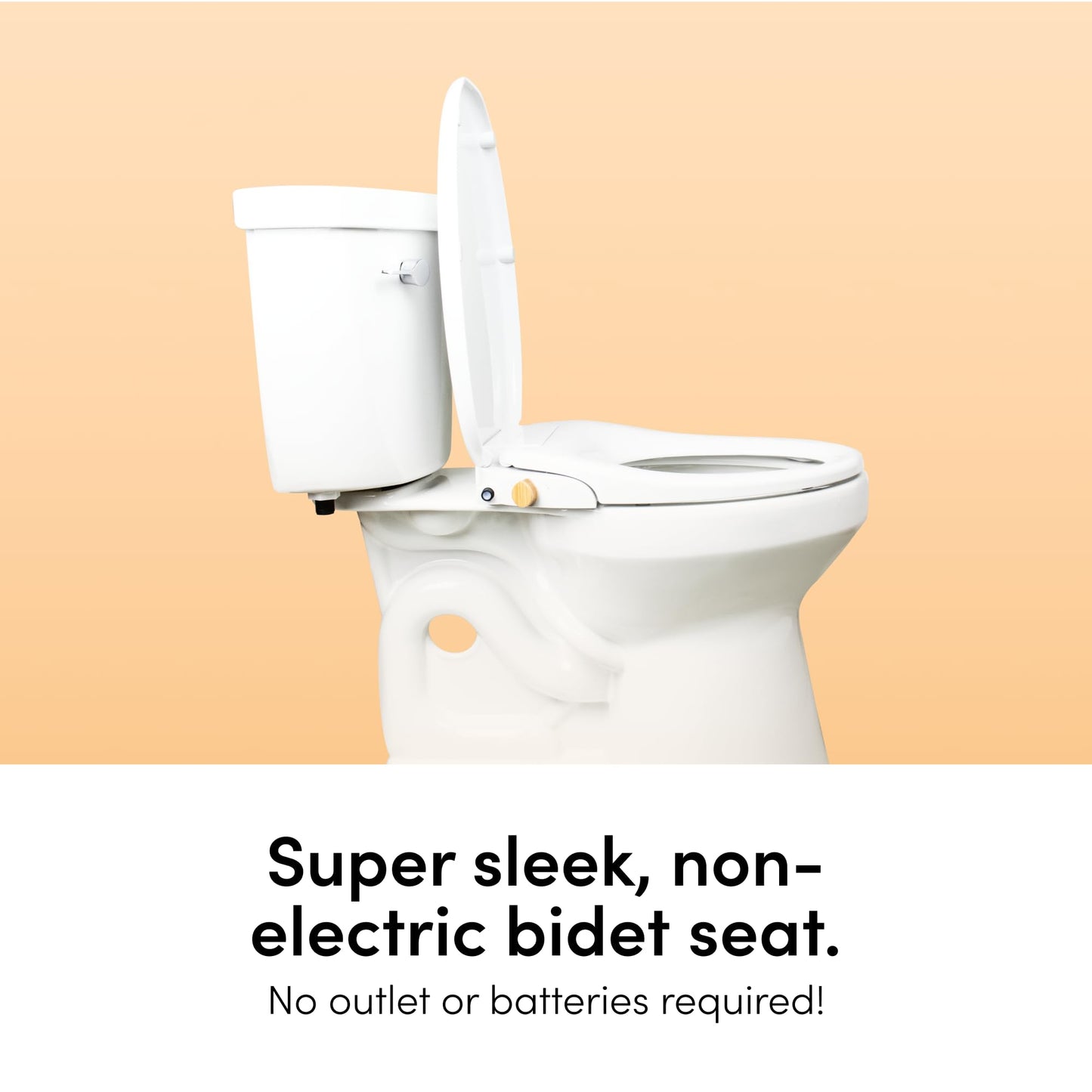 TUSHY Oasis Non-Electric Warm Water Bidet Seat (Elongated): Self-Cleaning Dual Nozzles, Adjustable Temp & Pressure (10-Min DIY Install, Soft-Close Lid, Sleek Design), Spa-Like Comfort, Platinum Knob