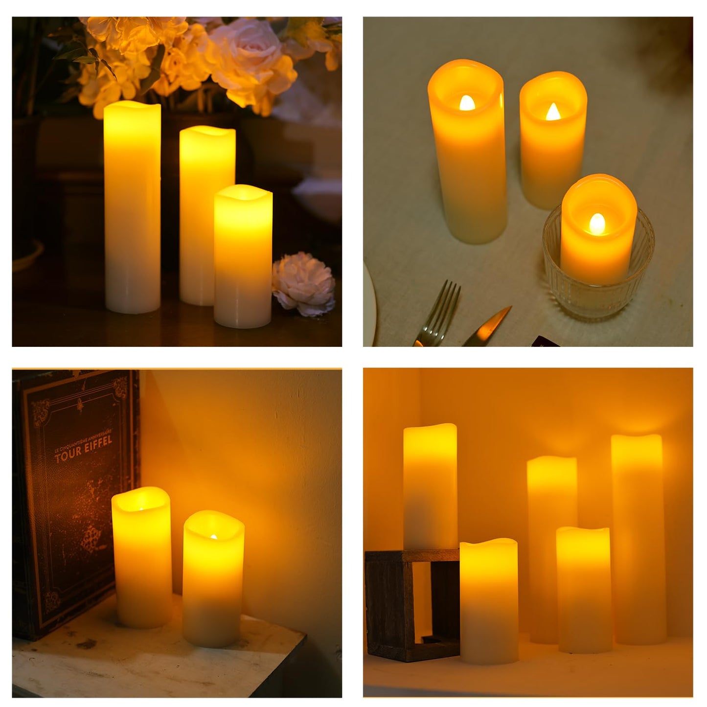 UniEasy Halloween Flameless Candles Battery Operated LED Candles with Timer and Remote, Pack of 9 Real Wax Pillar Candles Flickering Candle for Home & Holiday Romantic Decor