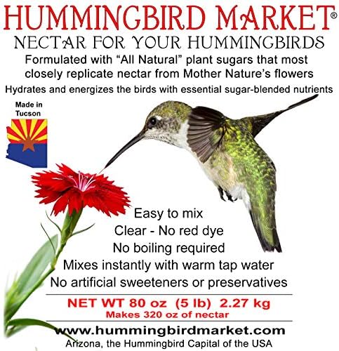 Hummingbird Nectar - All Natural Powder - Hydrating & Energizing, 5 lbs/80 oz. Makes 320 ozs