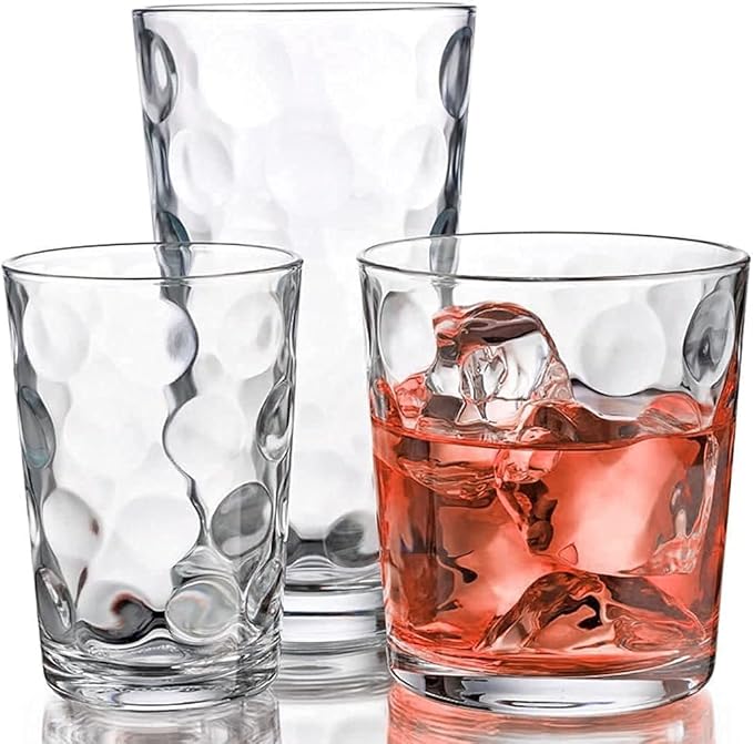 Home Essentials & Beyond Glassware Set 18 Piece Mixed Drinkware Set. 6 Highball Tumblers-17 oz., 6 Rock Whiskey-13 oz., an...