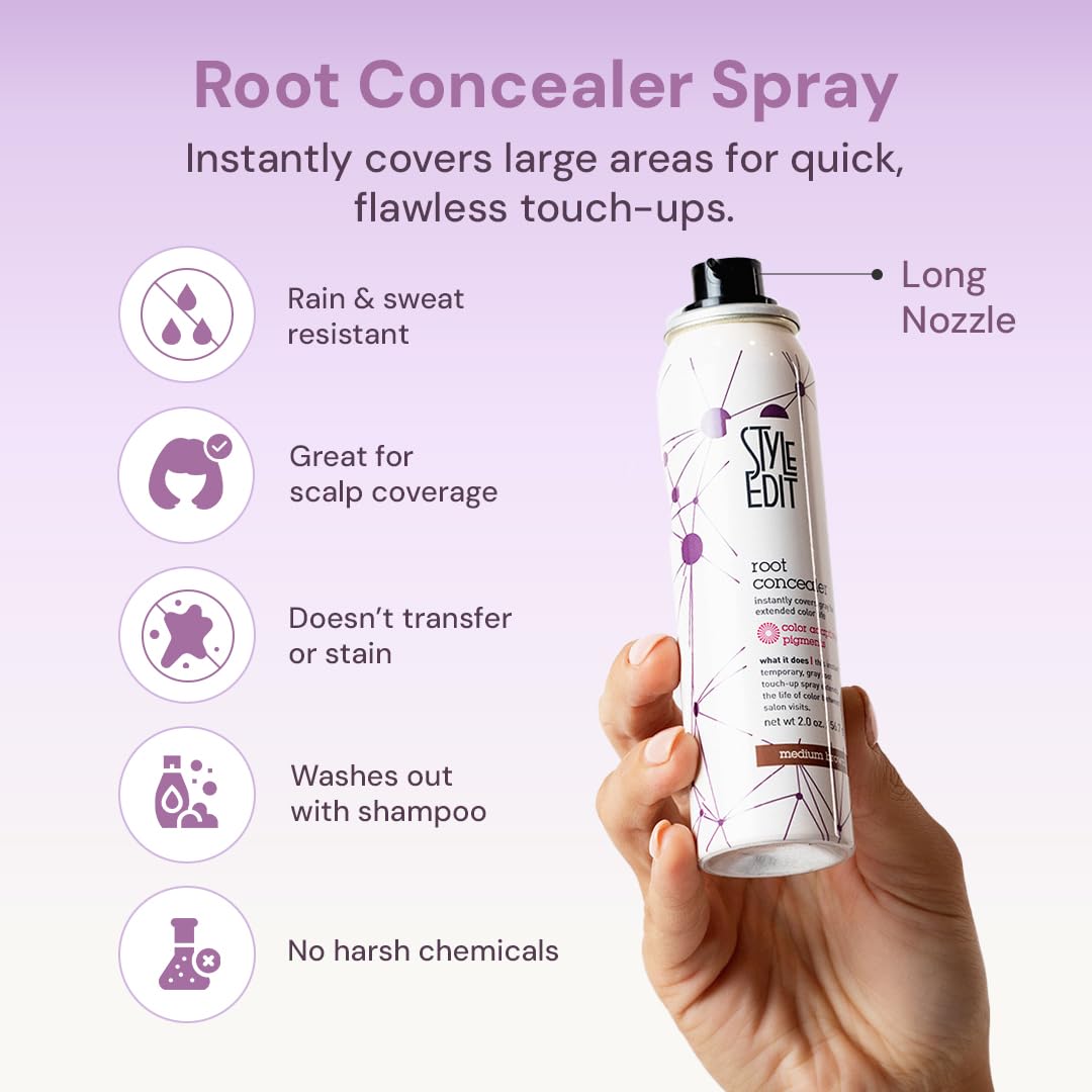 Style Edit Root Concealer Touch Up Spray - Instantly Covers Greys And Roots - Professional Salon Quality Grays Cover Up Hair Pro