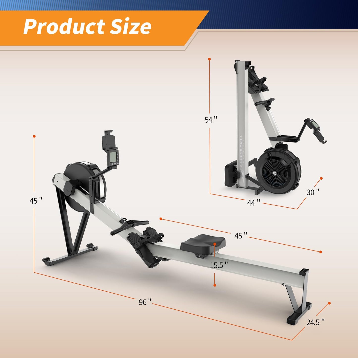 California Fitness Products by Marcy Deluxe Rowing Machine with Adjustable Air Resistance for Cardio Training NS-7874RW