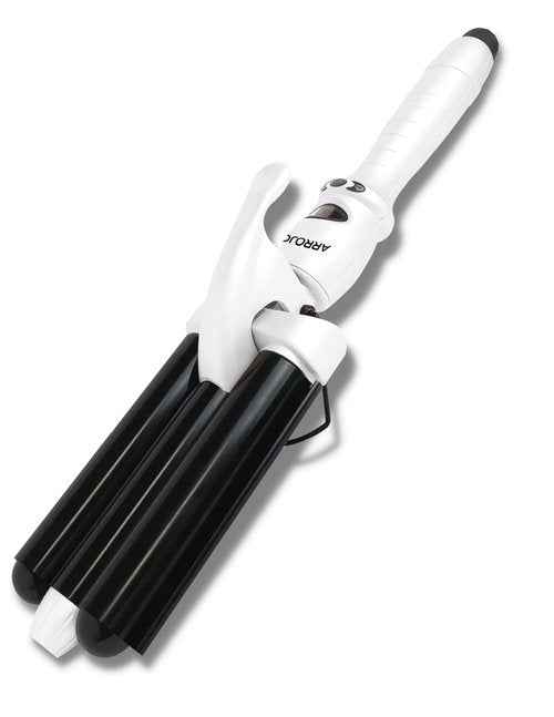 Arrojo Triple-Barrel Mermaid Waving Wand — Infrared Technology Beach Waver — Temperature Control Curling Iron — Positive Ionic Curling Wand — 3 Barrel Curling Iron for All Types of Hair