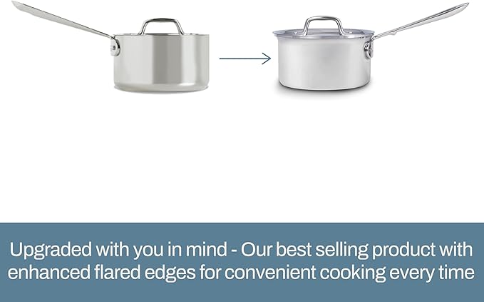 All-Clad D3 3-Ply Stainless Steel Sauce Pan with Lid 4 Quart, Induction, Oven Broiler Safe 600F, Multipurpose, Compatible w/ All Cooktops, For Restaurant or Home Kitchen, Pots & Pans, Cookware, Silver