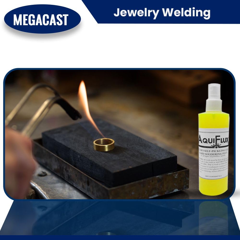 Aquiflux Self Pickling Flux for Precious Metals Gold Silver Jewelry and Hard Soldering 8 Oz Megacast (275 ml)